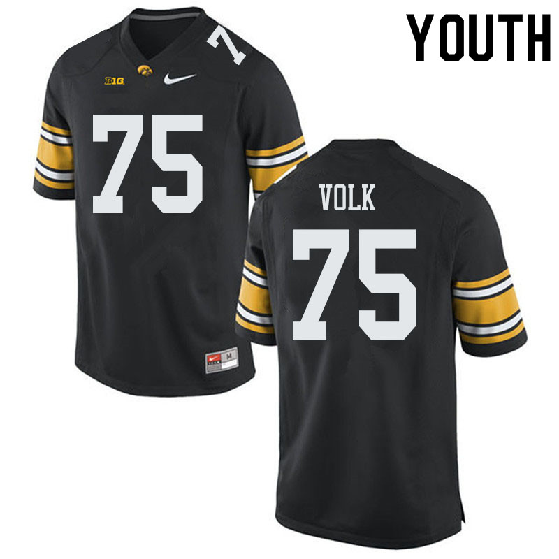 Youth #75 Josh Volk Iowa Hawkeyes College Football Jerseys Sale-Black - Click Image to Close